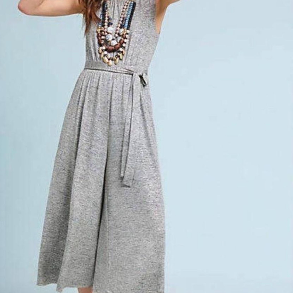 Anthropologie Meadow Rue, Jumper Romper, Silver, Size M With Belt, Lined